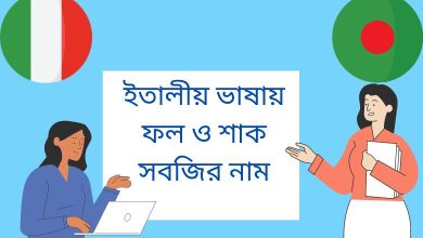 ইতালীয় ভাষায় ফল ও শাক সবজির নাম