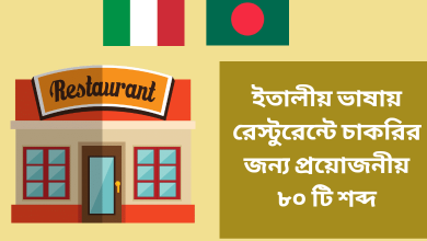 ইতালীয় ভাষায় রেস্টুরেন্টে চাকরির জন্য প্রয়োজনীয় ৮০ টি শব্দ