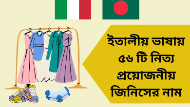 ইতালীয় ভাষায় ৫৬ টি নিত্য প্রয়োজনীয় জিনিসের নাম 
